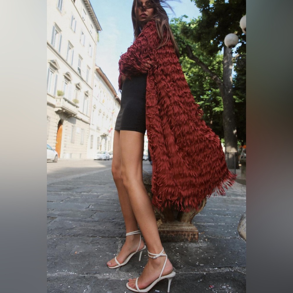Zara fringed Kimono coat